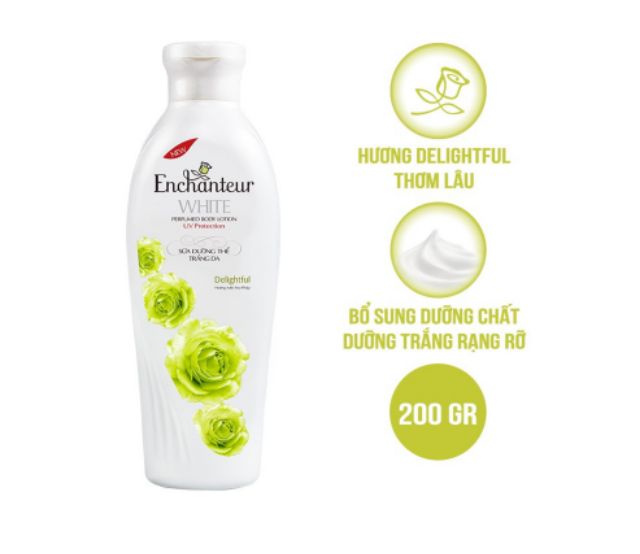 Enchanteur - Sữa dưỡng thể Delightful 200g White/ Dưỡng ẩm