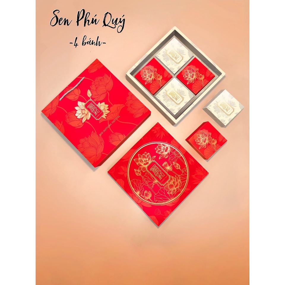 Hộp đựng bánh trung thu mẫu mới nhất năm 2022 - Đựng 4 bánh 150g -200g