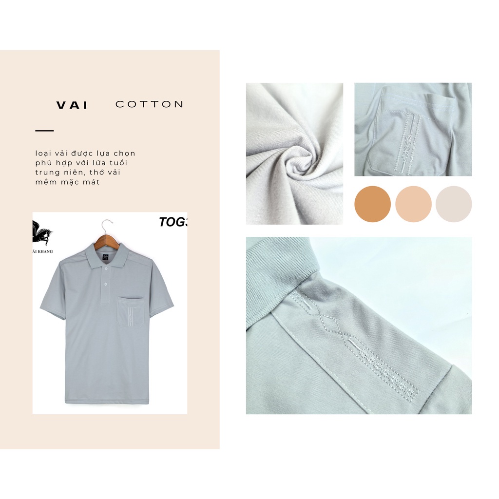 AP24 Áo Thun Nam Trung Niên Có Túi Loại Trơn Cổ Bẻ From Rộng Tay Lỡ An Phú Đủ Màu Size Từ 48-80kg