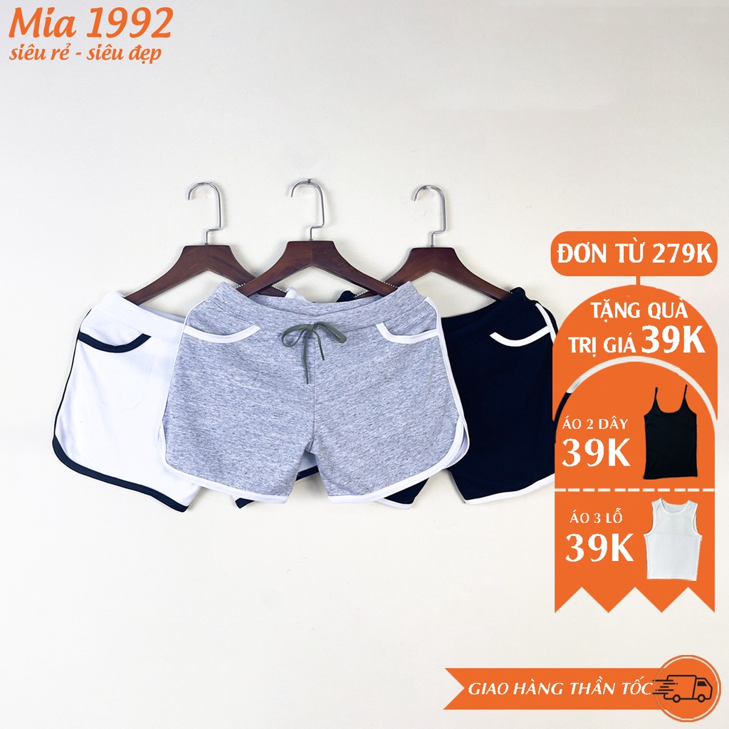 Quần đùi nữ MIA 1992 cao cấp - Quần short nữ basic thể thao kẻ viền bắt mắt chất Umi siêu thoáng mát