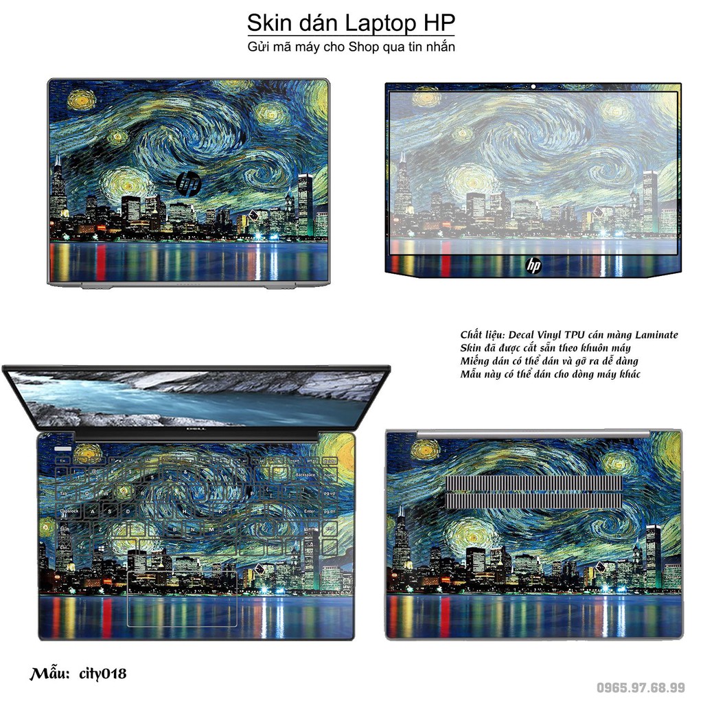 Skin dán Laptop HP in hình thành phố nhiều mẫu 3 (inbox mã máy cho Shop)