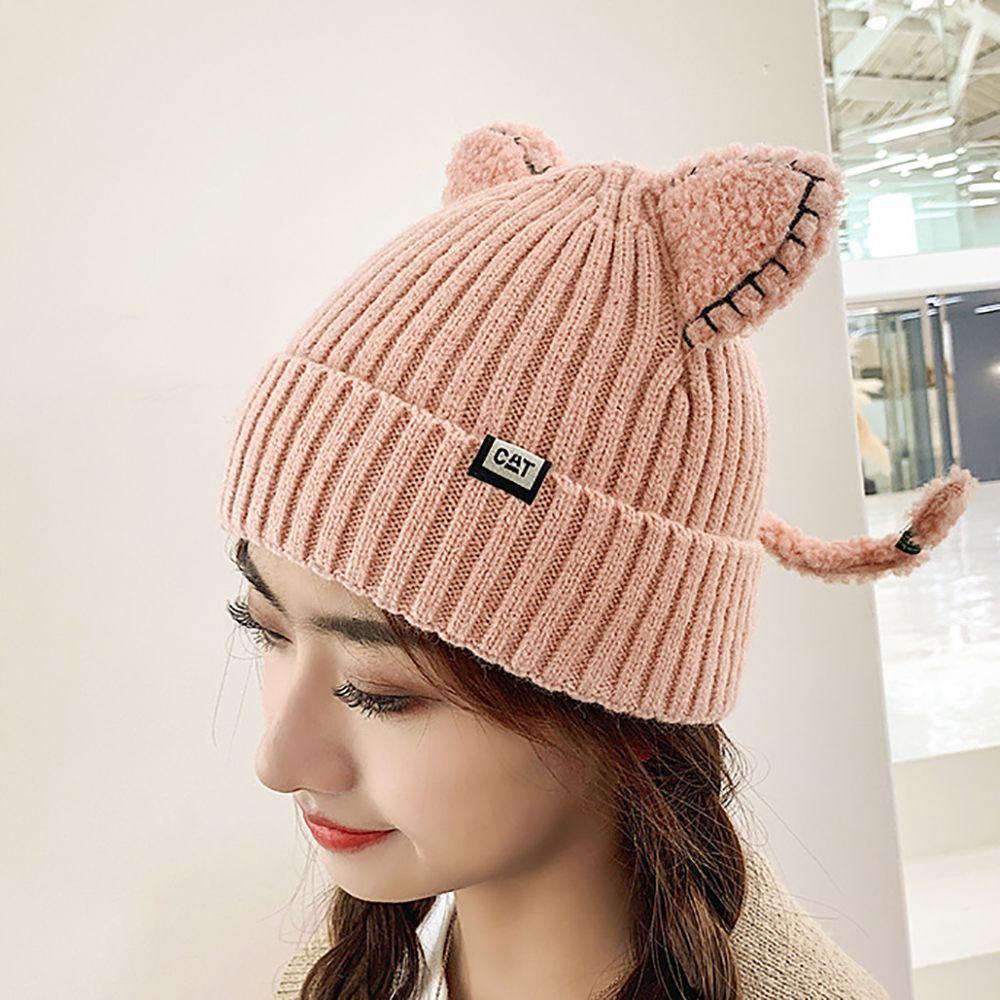 Mũ Len Beanie Đính Tai Mèo Hoạt Hình Thời Trang Cho Cặp Đôi