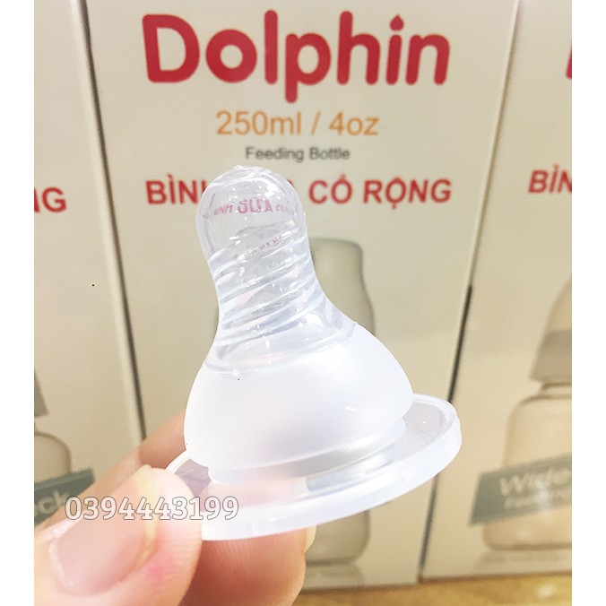 [Mua 2 Tặng 1] Núm Ty Cổ Rộng / Hẹp Silicone Siêu Mềm Dolphin | QV01