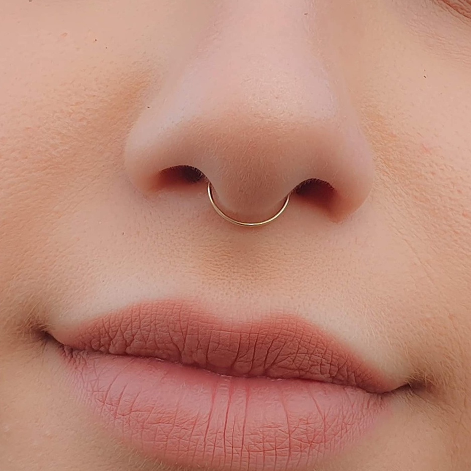 Khuyên Mũi Kẹp Khuyên Mũi Septum Dáng Tròn Thép Titan Không Gỉ