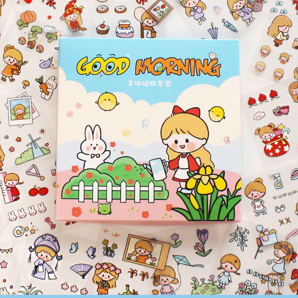 Hộp 100 miếng dán trang trí hình nhân vật hoạt hình dễ thương chống thấm nước DIY