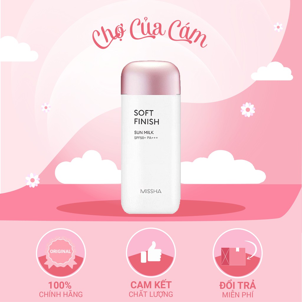 Kem chống nắng Missha hồng Soft finish sun milk SPF 50+/PA++++ 70ml