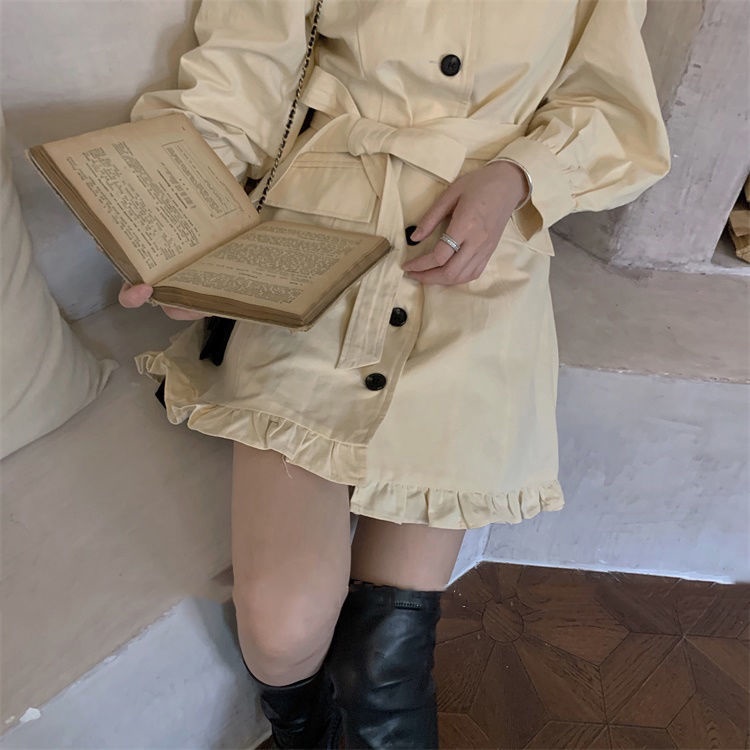 Đầm công chúa tay dài phồng cổ búp bê phong cách Pháp thời trang mùa thu cho nữ