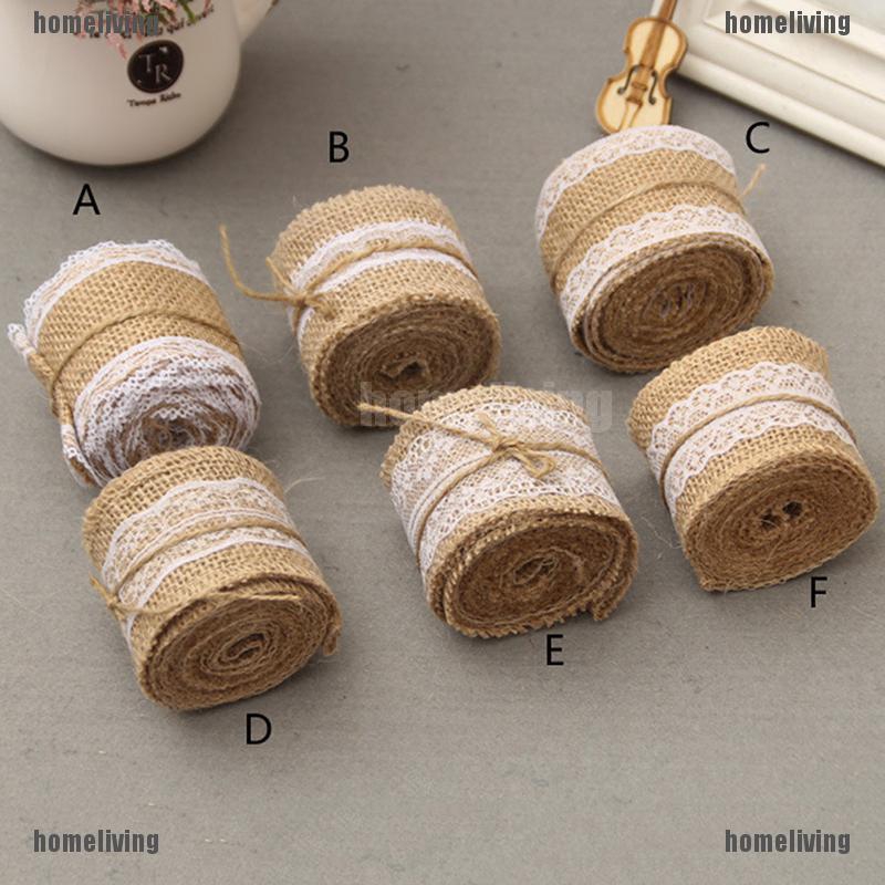 Cuộn Ruy Băng Vải Bố Phối Ren 2M Trang Trí Chai Rượu