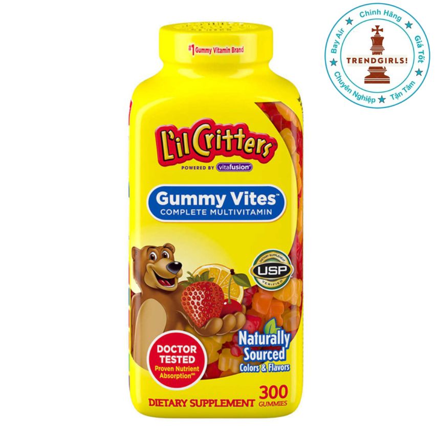 Kẹo gấu dẻo bổ sung Vitamin cho bé L’il Critters Gummy Vites Complete Multivitamin 300 viên của Mỹ