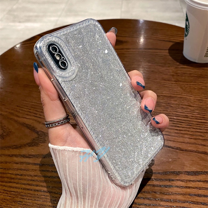 Ốp Điện Thoại Silicon Mềm Trong Suốt Lấp Lánh Chống Sốc Cho iPhone 6 6s 7 8 Plus SE 2022 2020 X XR Xs Max