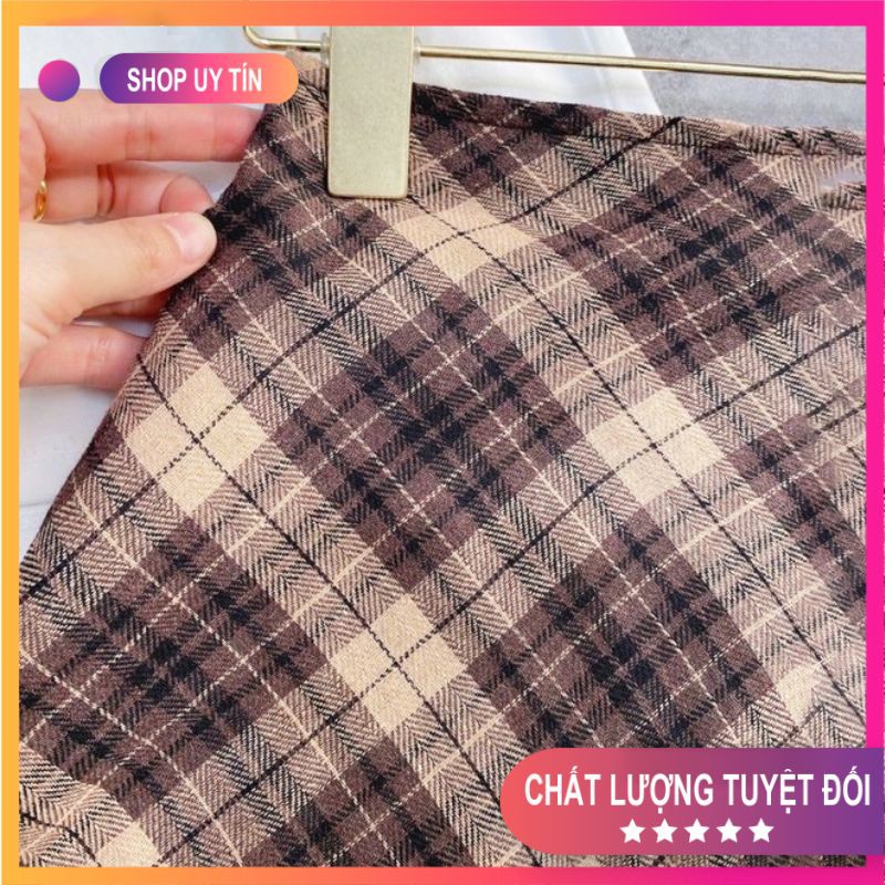 [Mã FADI5K245 giảm 5K đơn 0đ] Set Đồ Nữ 💧Combo Váy Áo💧 Bộ áo phông chữ trái tim mix chân váy A kẻ nâu siêu xinh SET03 | BigBuy360 - bigbuy360.vn