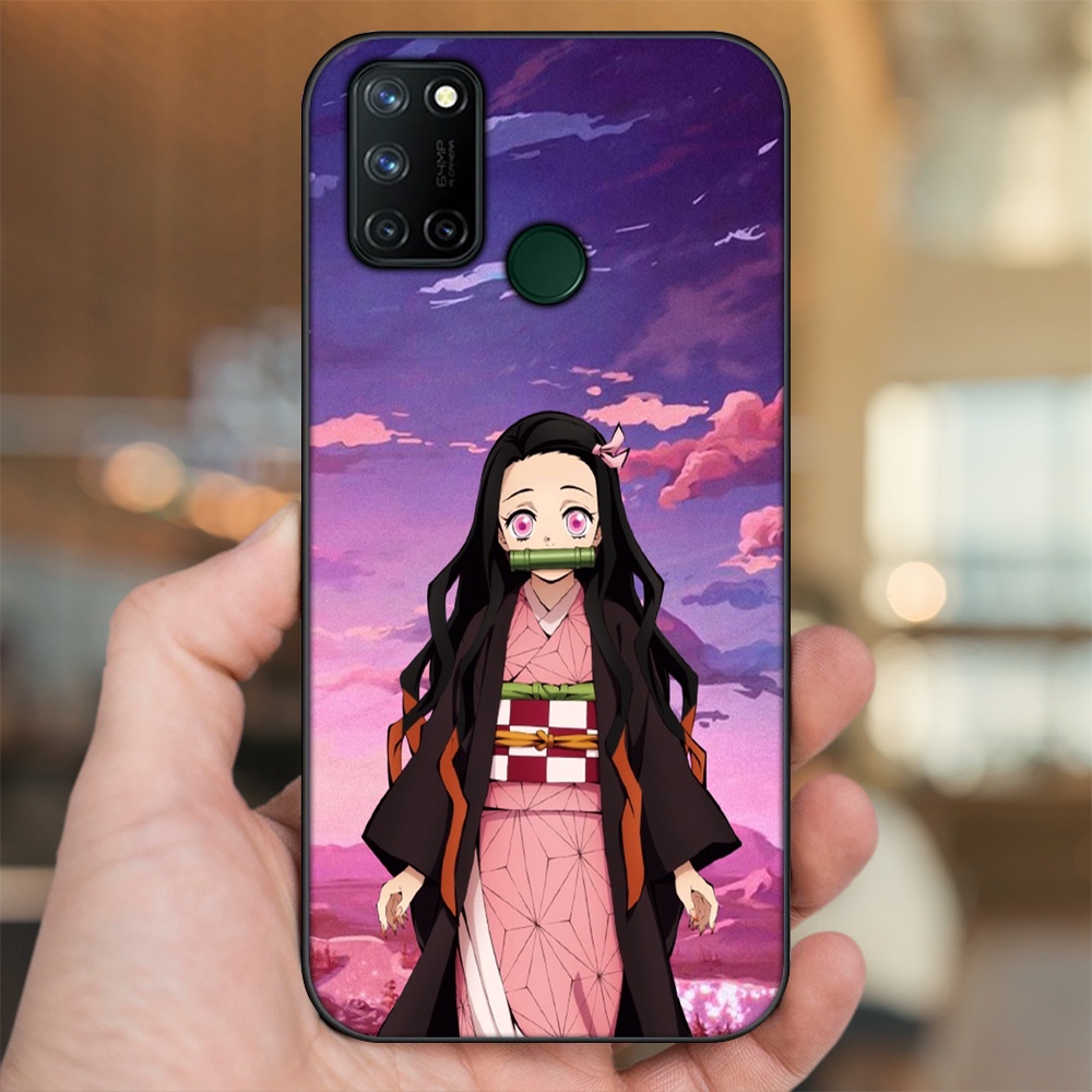 Ốp lưng Realme C17, 7i viền đen in hình Nezuko Kimetsu no Yaiba