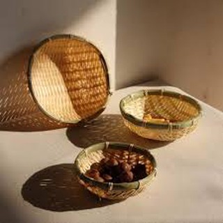 Rá tre rổ tre tí trang trí giá đựng vỏ hạt hướng dương