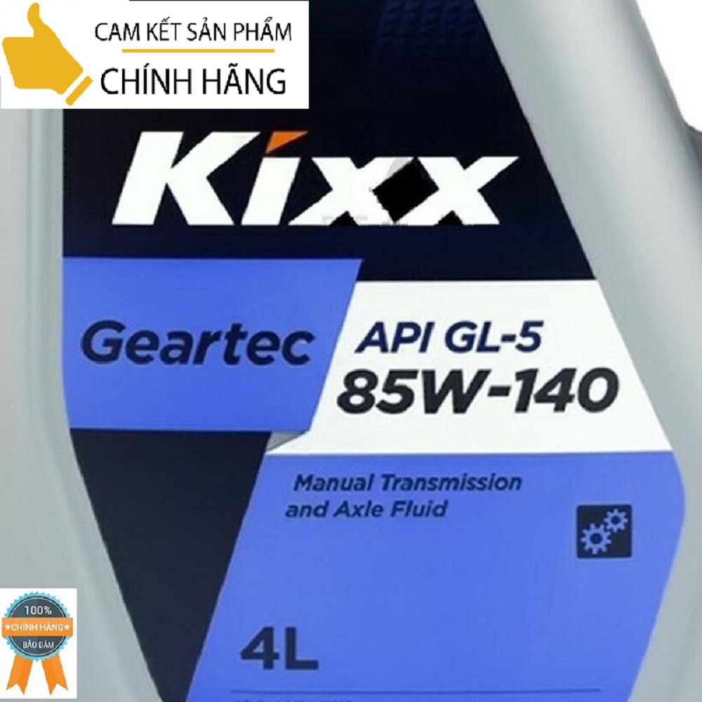 Nhớt cầu hộp số KIXX GEARTEC GL-5 85W140 4L thùng nhựa  Phù hợp cho những hộp số có tải trọng nặng và hoạt động liên tục