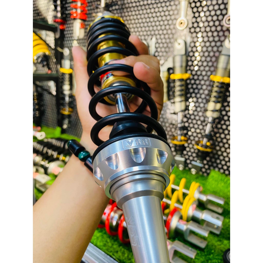 Phuộc Wave YSS Đen Vàng mod chân nhôm CNC