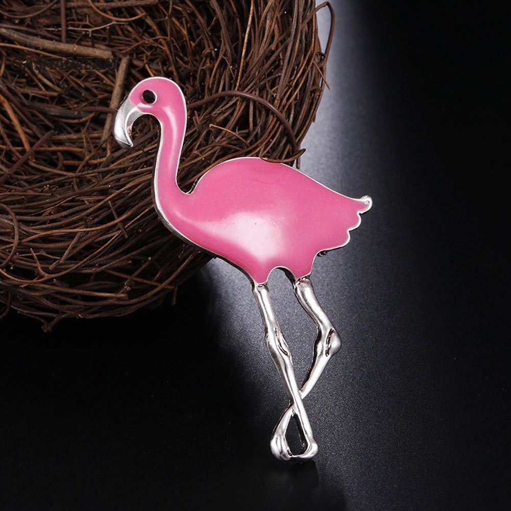 ♉GD Women Fashion Enamel Cute Flamingo Shape Brooch Pin Dress Scarf Jewelry Gift
