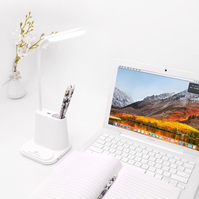 Đèn bàn làm việc đèn học bài chống cận ✅ Cảm ứng bảo vệ mắt ✅Tích điện USB ✅Có kệ điện thoại và ngăn đựng bút