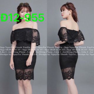 D055082 - Đầm ren trễ vai