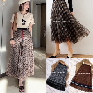 Chân váy xếp ly von 30 hoạ tiết sang chảnh
