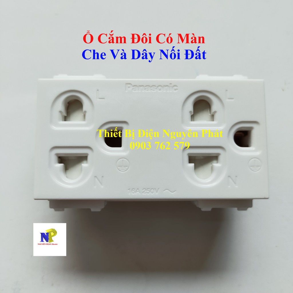 [PANASONIC] Ổ Cắm Đôi Có Màn Che Và Dây Nối Đất Wide WEV1582SW