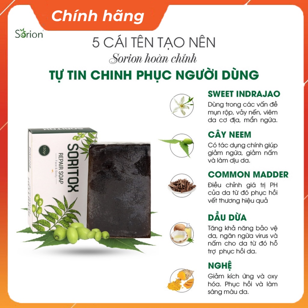 👍👍BỘ Kem bôi Soritox 50g + Xà bông thảo mộc Soritox dành cho da vảy nến, á sừng, viê