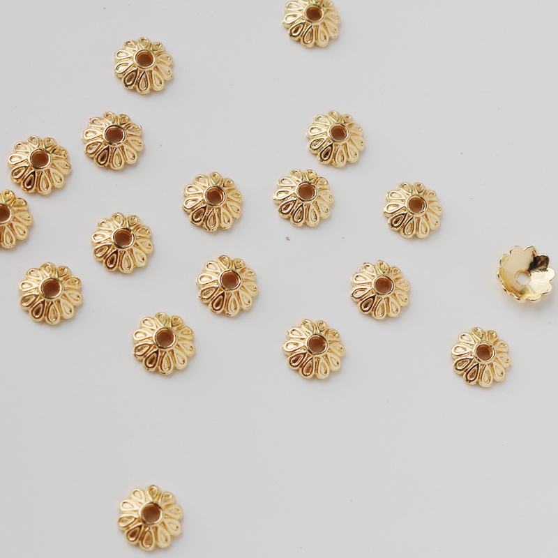 Hoa Cúc Giả Màu Vàng Đồng 14k Kích Thước 8mm Dùng Làm Trang Sức Thủ Công diy