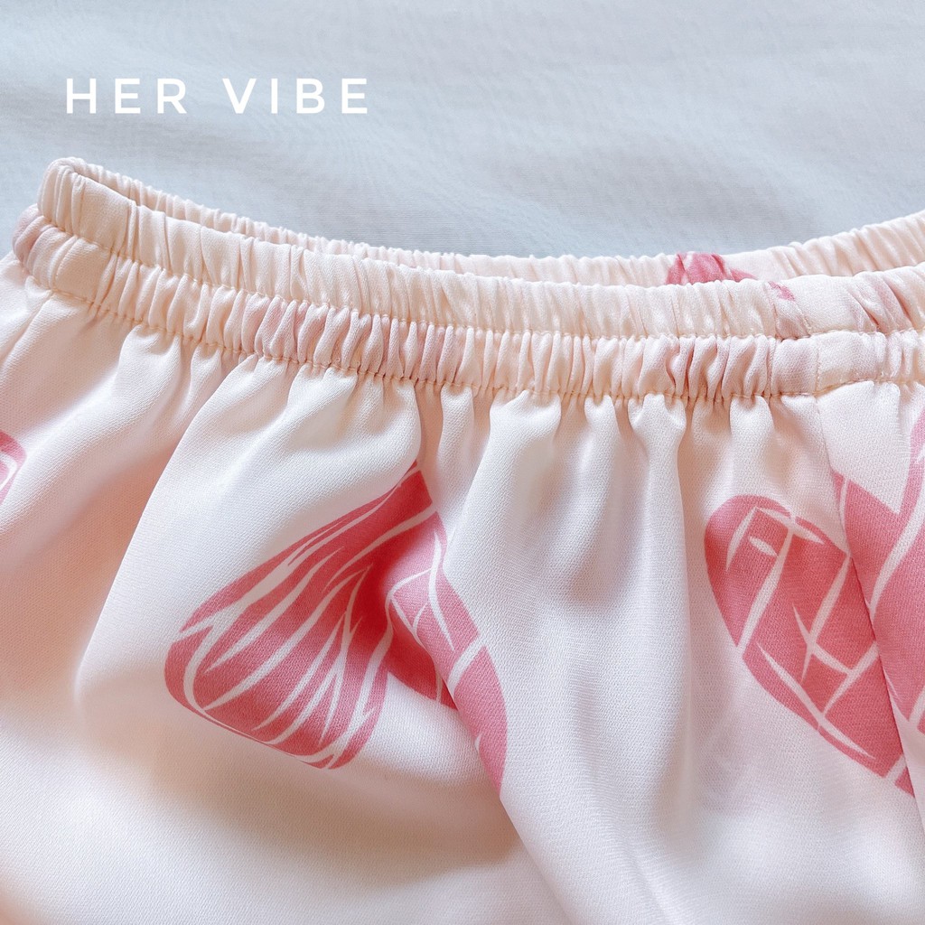 Bộ đồ pijama bộ ngủ nữ lụa đẹp set pyjama lụa nữ áo cộc quần ngắn siêu mát mềm trái tim hồng, bò sữa, da báo | BigBuy360 - bigbuy360.vn