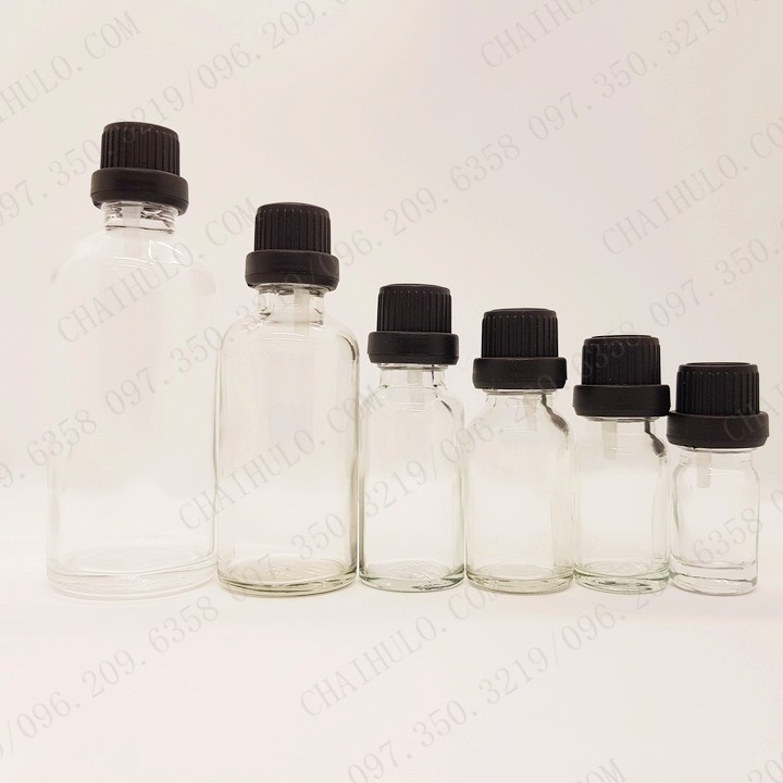 Combo 100 lọ đựng tinh dầu 10ml, thân thủy tinh trong suốt, nắp nhựa PP đẹp