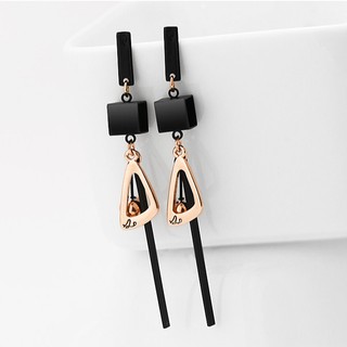 Bông tai thả dạ hội dài tòn ten phối 2 màu vàng đen sang trọng - Shop Kỳ Lân