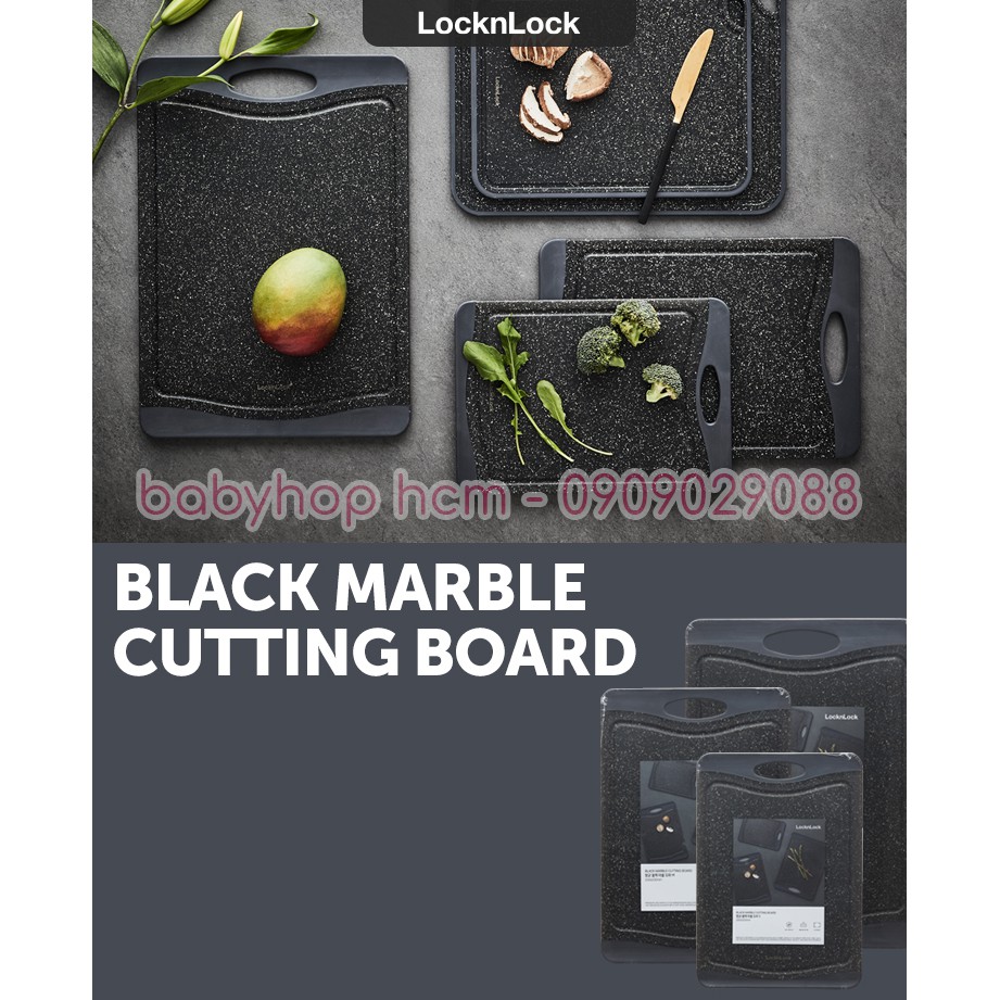 Thớt Kháng Khuẩn Lock&Lock Black Marble CKD006 CKD007 CKD008 Màu Đen 3 Size S M L