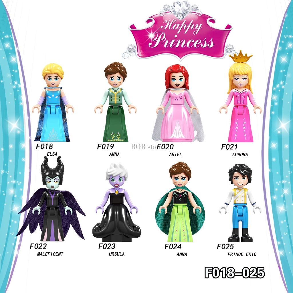 Đồ chơi lắp ráp mô hình nhân vật công chúa Anna Elsa Cinderella Fairy Godmother Olivia