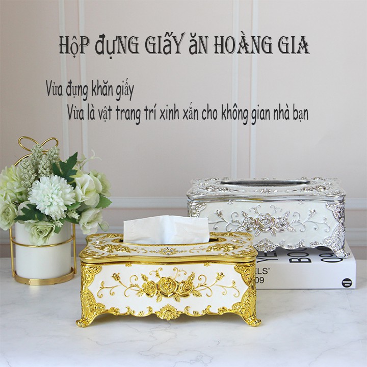 Hợp đựng giấy ăn hợp kim hoàng gia sang trọng