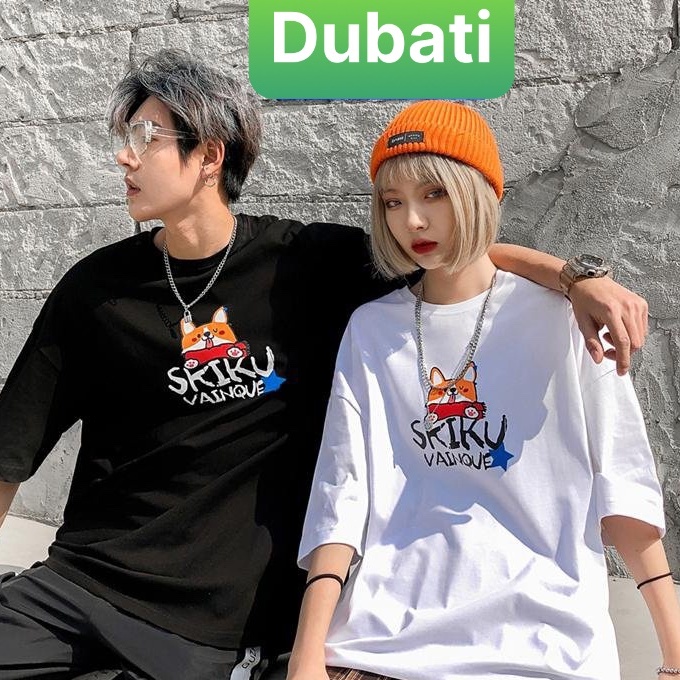 ÁO THUN NAM NỮ UNISEX FROM RỘNG CHẤT COTTON MÁT MỊN  SKIKU HOT TREND - DUBATI FASHION