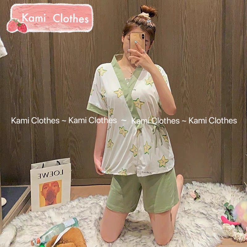 Bộ ngủ KIMONO, set ngủ 3 chi tiết pijama ngắn tay nhiều hình - KAMI Clothes | BigBuy360 - bigbuy360.vn