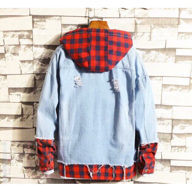 Áo Khoác Jean Nam Nữ Liền Mũ Đỏ Y Hình Ảnh Thật Đẹp Cao Cấp Hàng Loại 1 MINHANHSHOP, Áo Khoác Bò Nam | BigBuy360 - bigbuy360.vn