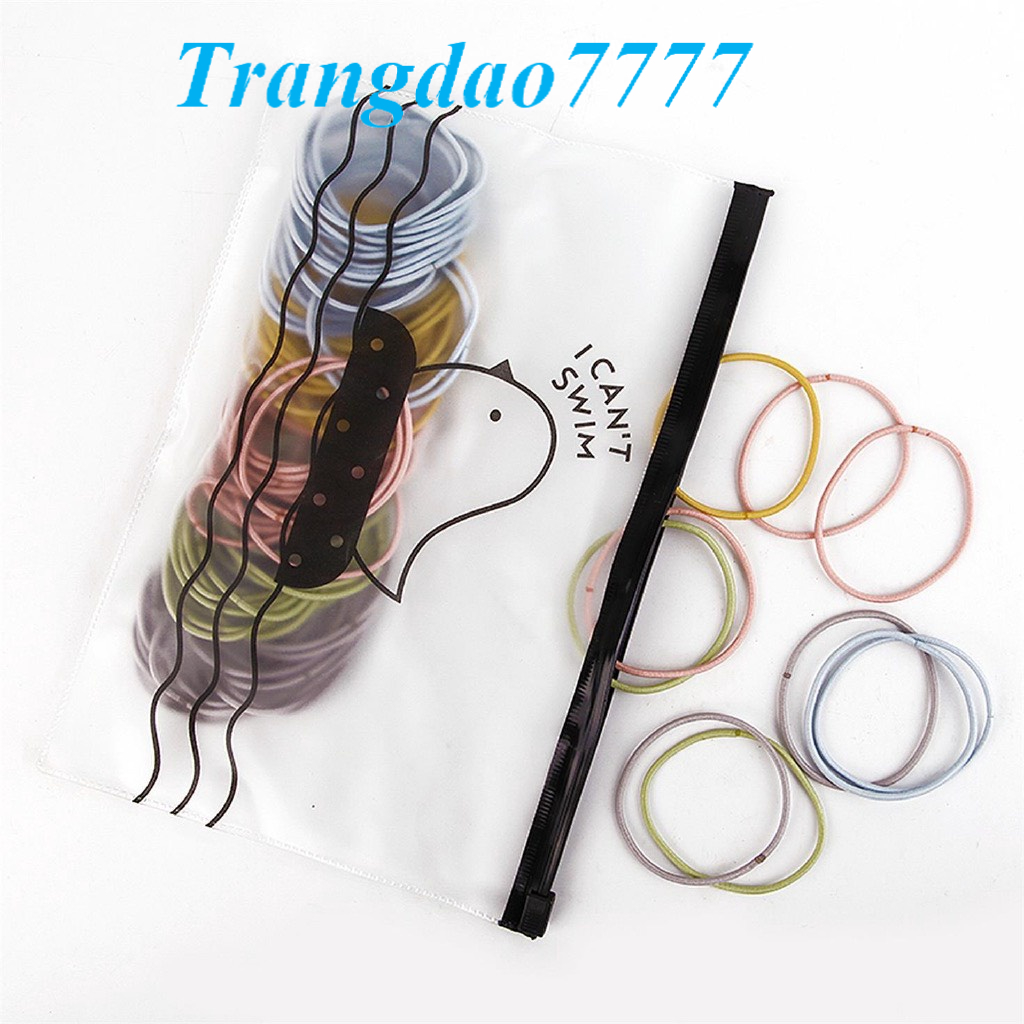 TÚI ZIP 100 THUN CỘT TÓC 5 MÀU THUN BUỘC TÓC TRƠN KIỂU HÀN QUỐC GIÁ RẺ