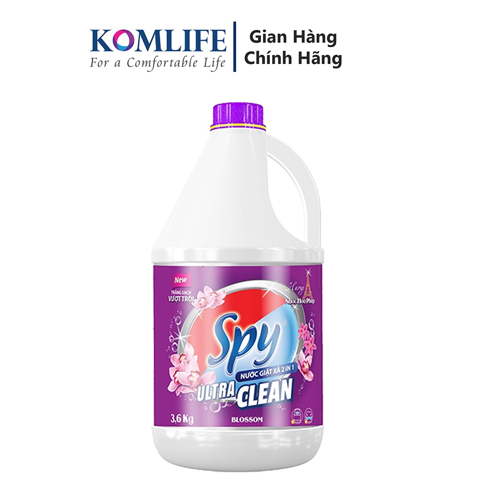 Nước giặt xả SPY Ultra Clean màu Tím 4,6kg hương nước hoa Pháp