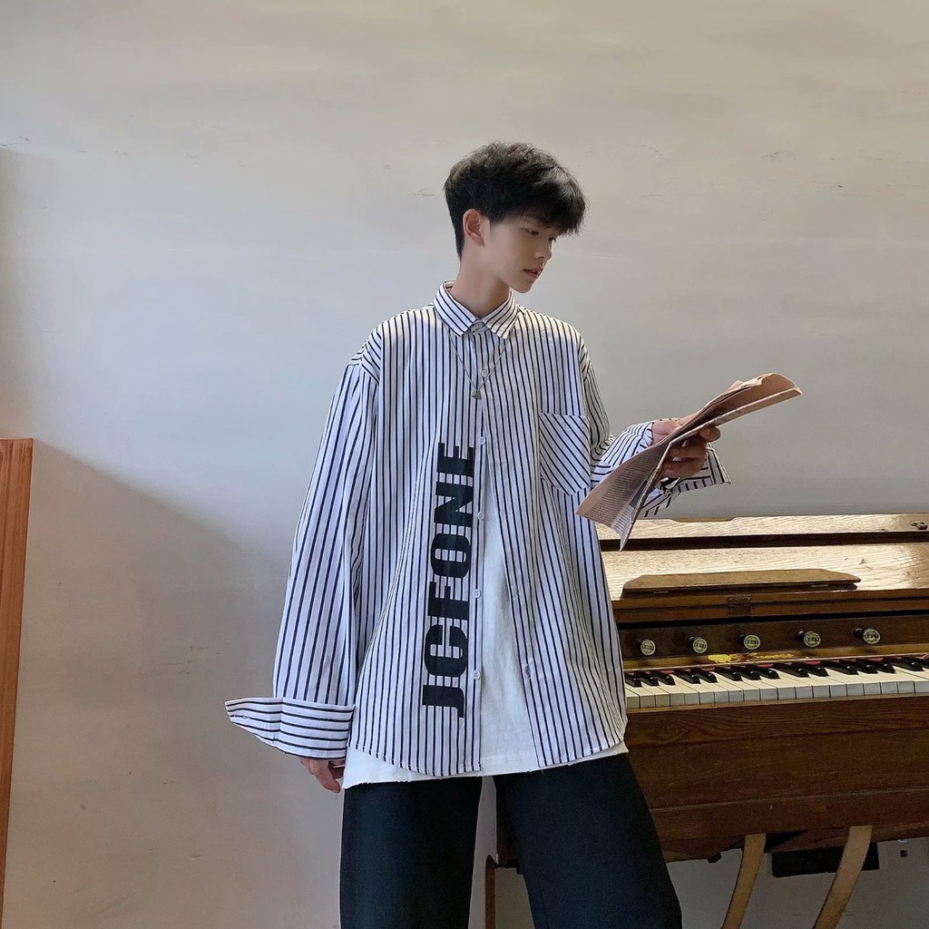 Men's dynamic style long-sleeved striped shirt | BigBuy360 - bigbuy360.vn