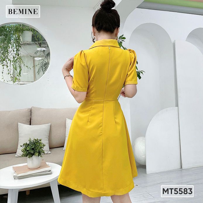 Đầm cổ vest eo xếp ly BEMINE MT5583