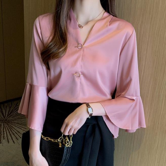 Sơ mi Hàn Quốc cổ V Tay bèo - Order QC