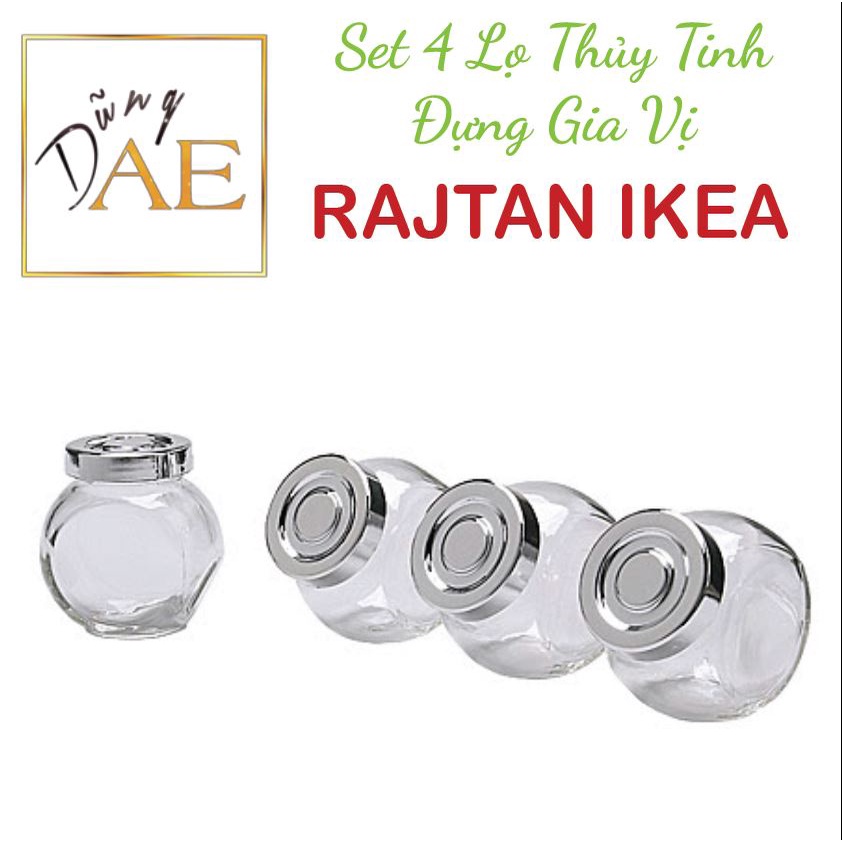 Set 4 Lọ Thuỷ Tinh Đựng Gia Vị RAJTAN IKEA Chính Hãng