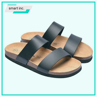Dép Đế Trấu 2 Quai Ngang Đi Mưa Đi Chơi Không Hôi Chân Dép Quai Da PU Đế Bần Cao Su Bền Đẹp Nam Nữ Unisex Size Lớn 24D