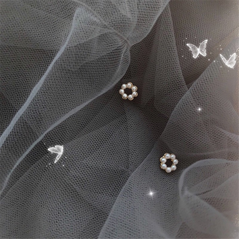 Hoa tai dáng tròn đính ngọc trai đơn giản thanh lịch