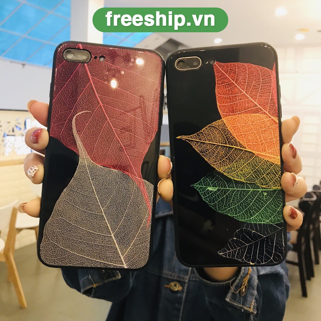 Ốp Lưng iphone Kính Cường Lực Lá Thu cho iphone 6 7 6s 8 plus x xr xs max 11 promax k206