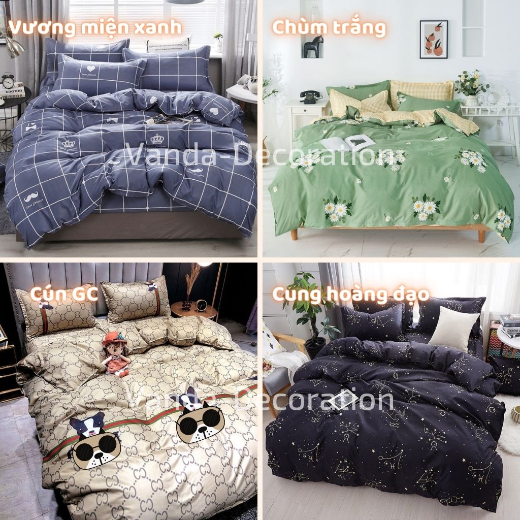 Bộ vỏ chăn ga gối VANDA Chất Cotton Poly nhiều họa tiết INBOX chọn mẫu | BigBuy360 - bigbuy360.vn