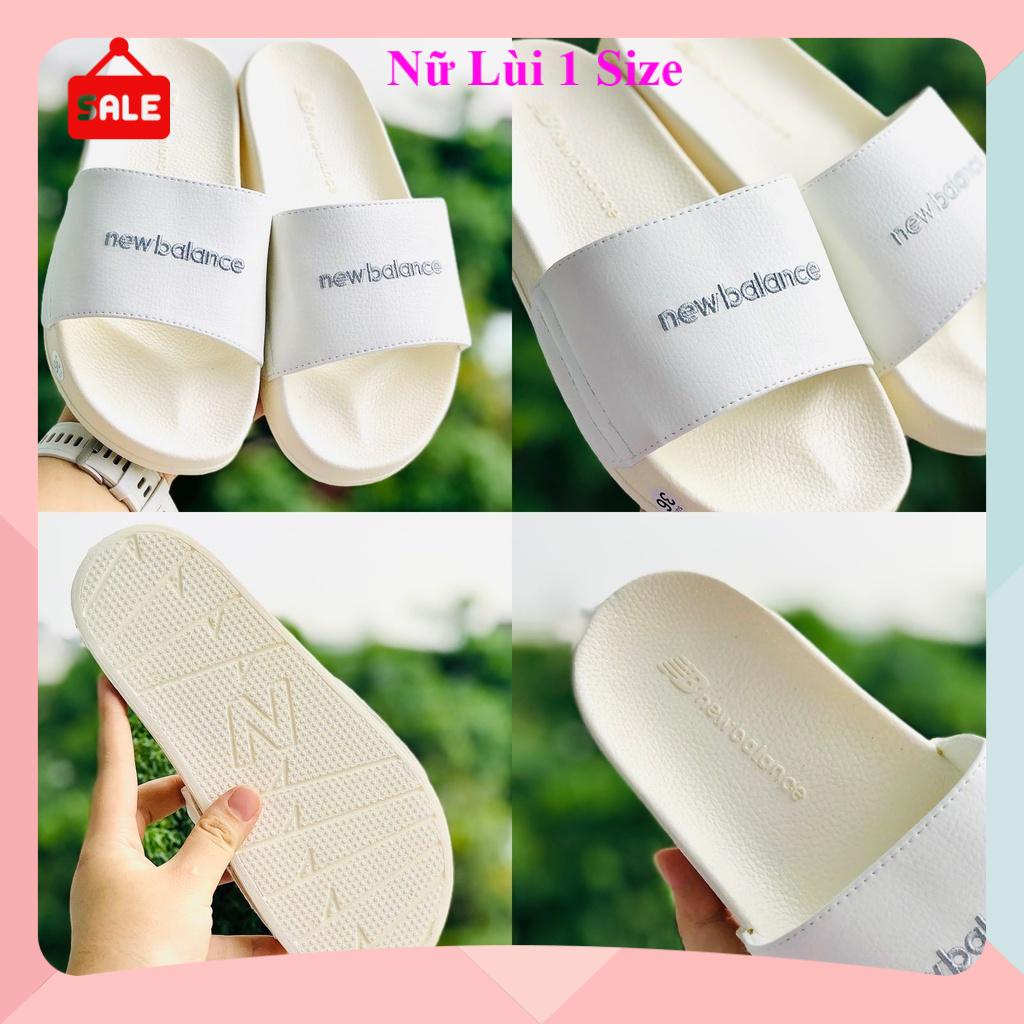 Dép unisex 𝐍𝐄𝐖 𝐁𝐀𝐋𝐄𝐍𝐂𝐄 ❤️FREESHIP + Hộp❤️dép mlb quai ngang thể thao nam nữ thêu nỗi new balence, trắng-kem