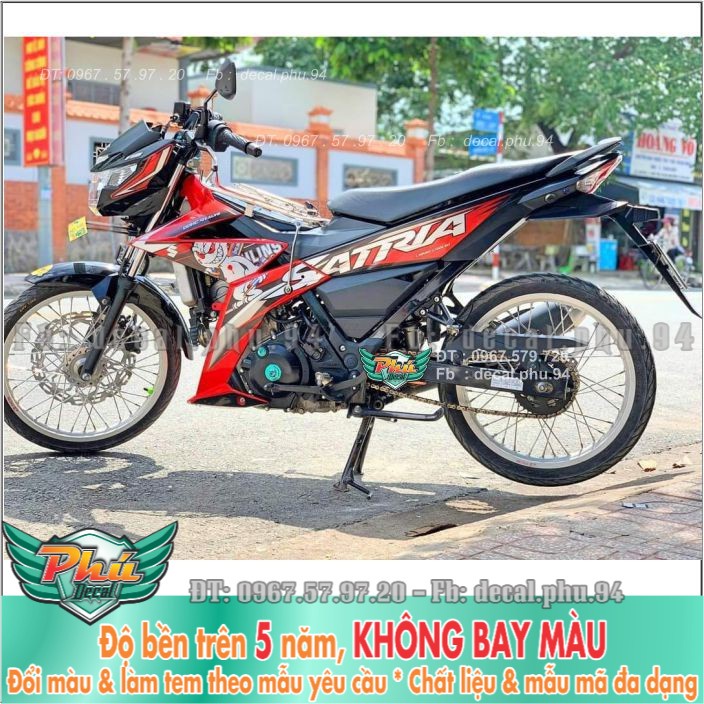 Tem rời Satria Đỏ Trắng đen Thỏ Ohlins (X) -1