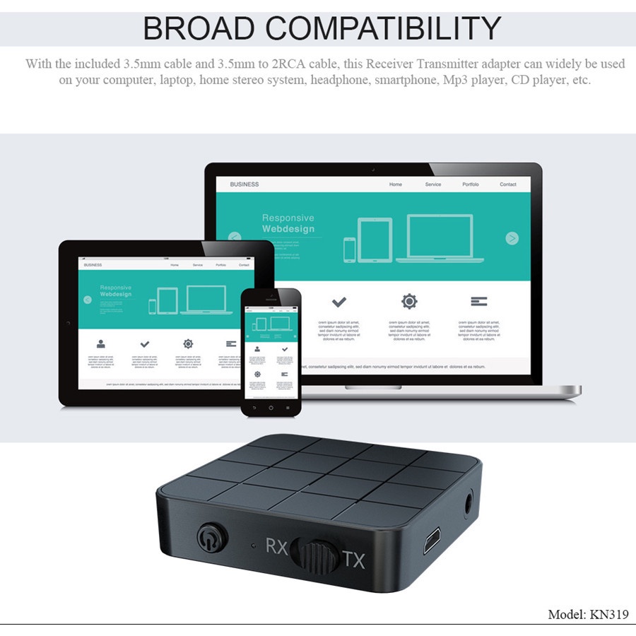 Bộ Thu Phát Âm Thanh Bluetooth 5.0 2 Trong 1 Aux RCA 3.5Mm Cho Xe Hơi/TV/PC