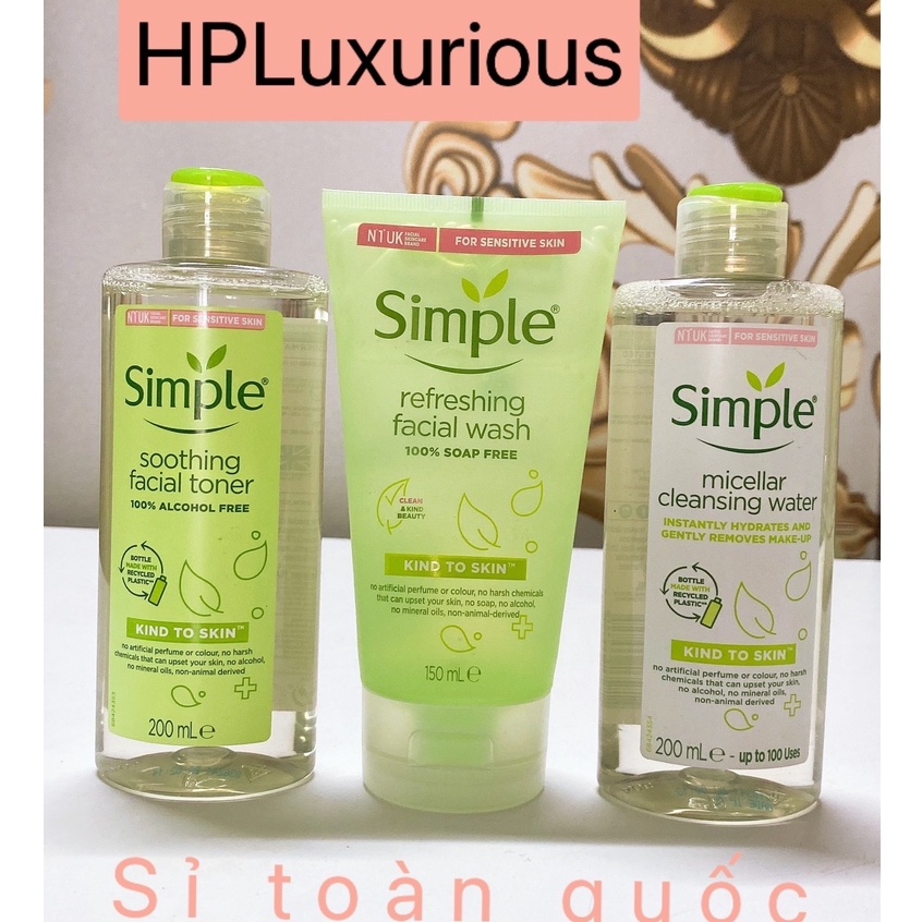 Simple bộ 3 giá Hót hàng chất lượng ,Hoa hồng, tẩy trang, sữa rửa mặt Simple