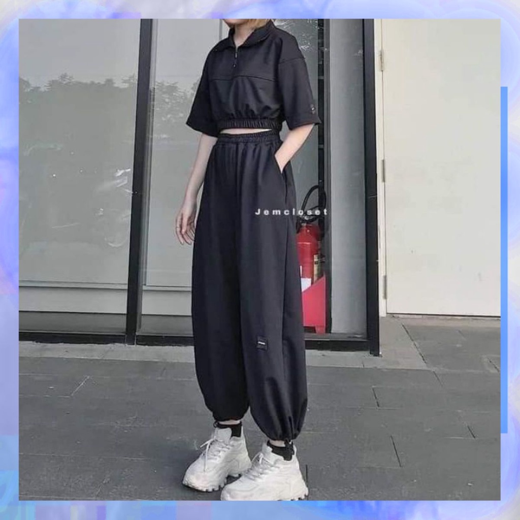 Bộ áo crt cổ bẻ kèm quần bom cực dễ mặc sihoangngan